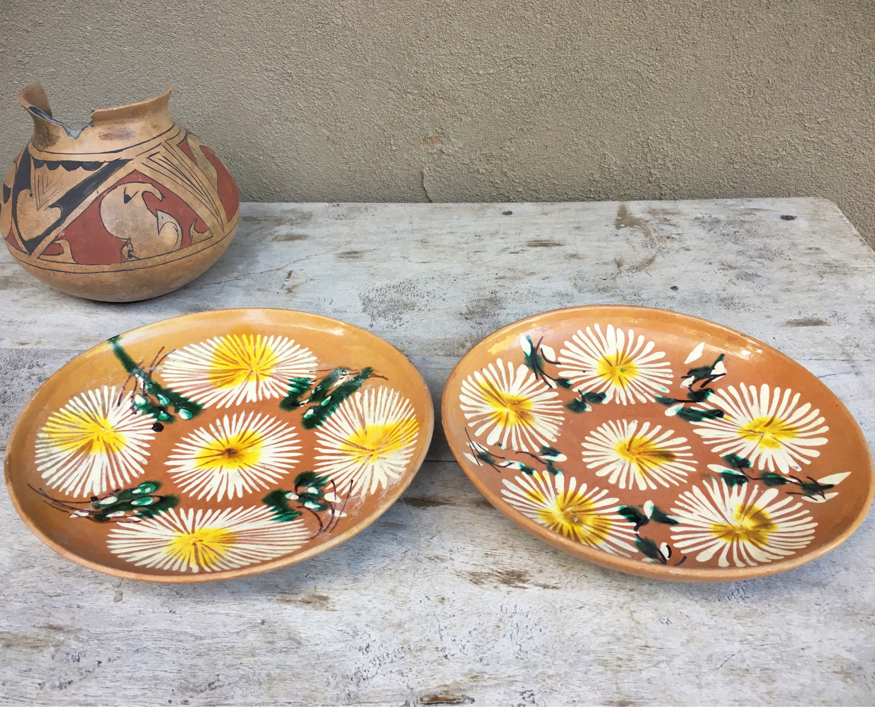 Vintage Mexican Pottery Plate Oaxaca Drip Ware Tourist Pottery, Rustic ...