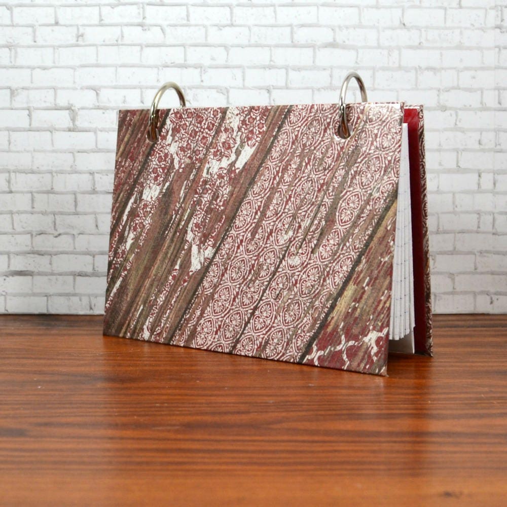 Index card binder 3 x 5 or 4 x 6 red and white weathered
