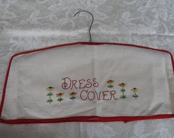Vintage Emroidered Daisy Dress Cover With Wooden Hanger