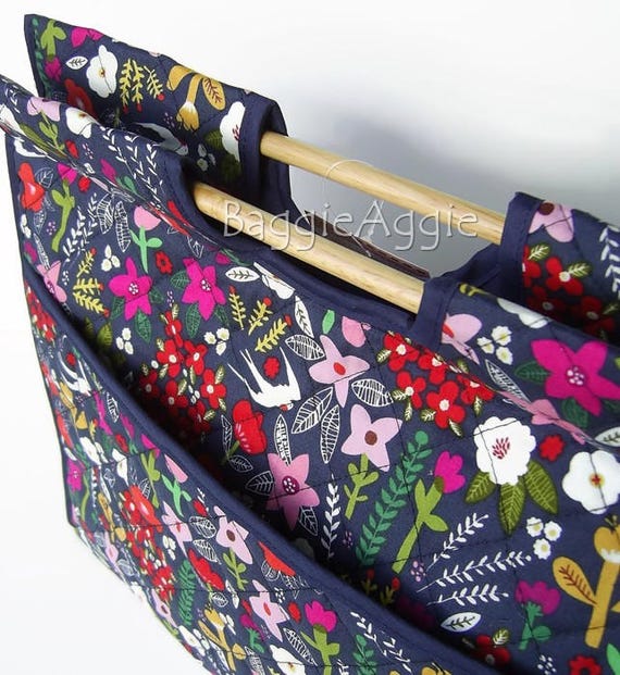 Large Knitting / Sewing Bag, for Projects or Storage. Hot Floral.
