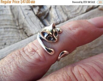 ON SALE Adjustable cat ring in sterling silver