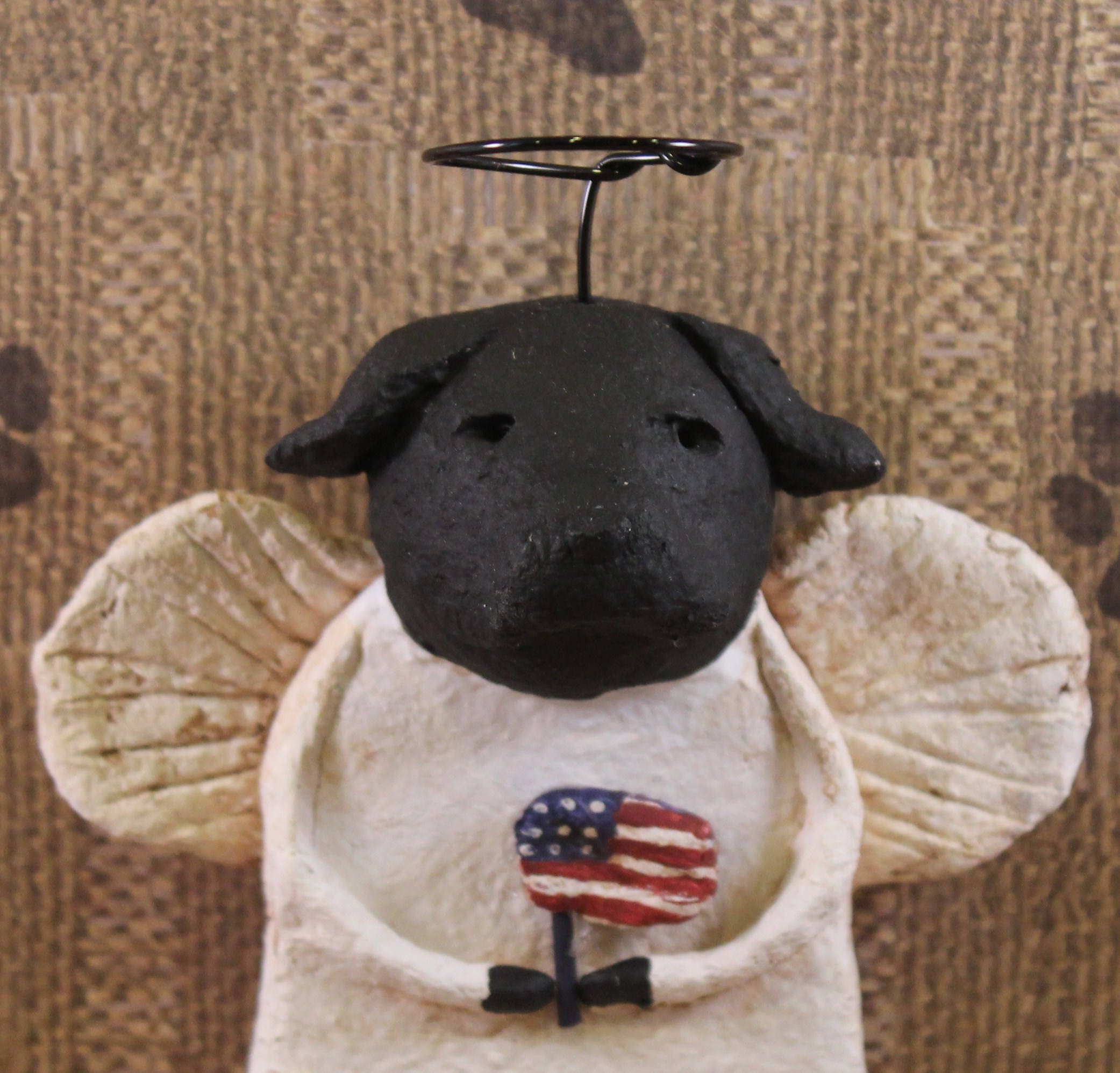 Black Lab Angel with FlagPatriotic Lab Angel OOAK handmade
