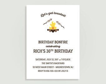 Bonfire Invitation - Birthday Bonfire Invitation - Personalized Printable File or Print Package Available 00252-PIA7XP