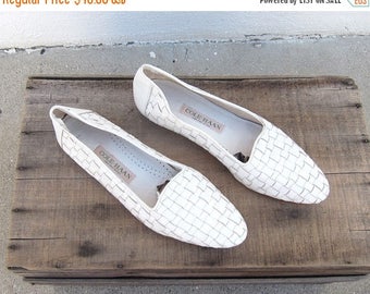 20% Off Sale 1990s Cole Haan White Woven LeatherLoafers Driving Shoes Ladies Size 9.5N