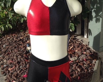 Harley Quinn cheer set - Girl's sizes - swimsuit, dance costume