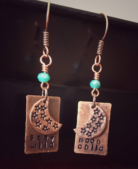 Stay wild moon childcopper earringscopper jewelryhand