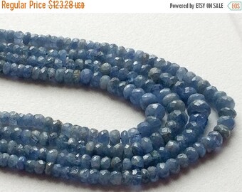 ON SALE 55% Sapphire, Blue Sapphire Faceted Rondelles, 2.5mm - 4.5mm Beads, 14 Inch Strand 70 CTW, Original Sapphire Necklace