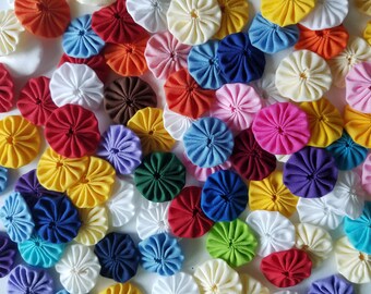 50 Assorted Colors 1 inch Fabric Miniature Yo Yos Applique Quilt Pieces Scrapbooking Embellishments