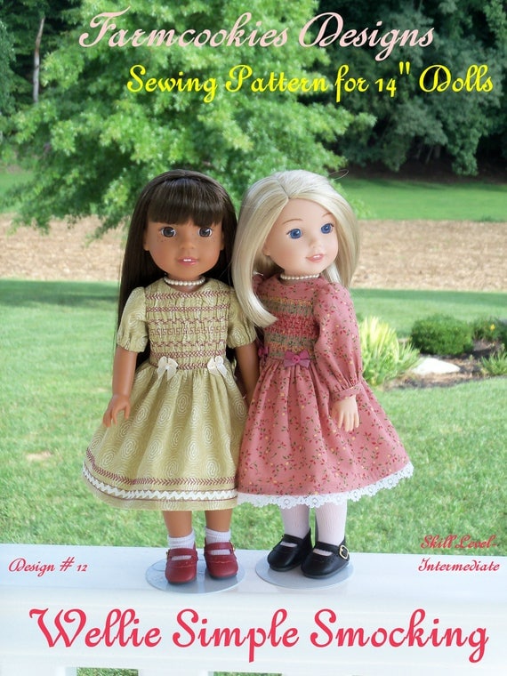 New!! Wellie Wisher® Printed Sewing Pattern: WELLIE SIMPLE SMOCKING /Pattern for 14" American Girl Wellie Wishers®