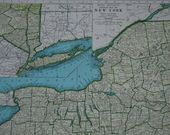 New York State Original Vintage Map Print