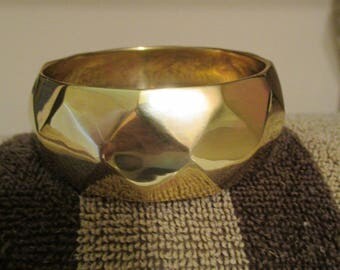Vintage Brass Wide Cuff Bracelet/Diamond Design