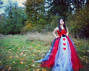 ADULT Queen of Hearts Tutu Dress SHort or long