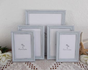 Gray Picture Frame Set Rustic Shabby Chic Distressed Photo Gallery Collection Beach Cottage Coastal Seaside Country Farmhouse Home Decor