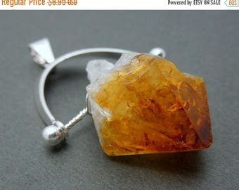 10% off Labor Day Natural Citrine Quartz Pendant- Citrine Pendant with Silver Plated Bail (S25B18-03)