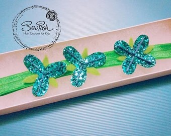 Poppy troll headband, poppy headband, glitter poppy headband, troll headband, blue flower headband, baby troll headband, BowPosh headbands