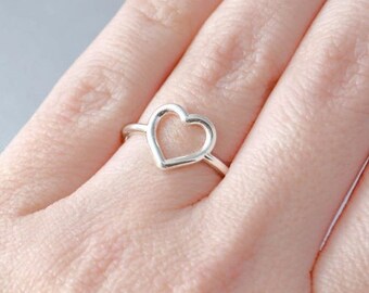 Heart Ring, Sterling Silver Heart Ring, Promise Ring, Valentines Ring, Heart Jewelry, Love Jewelry, Maid of Honor Gift, Bridesmaid Gift