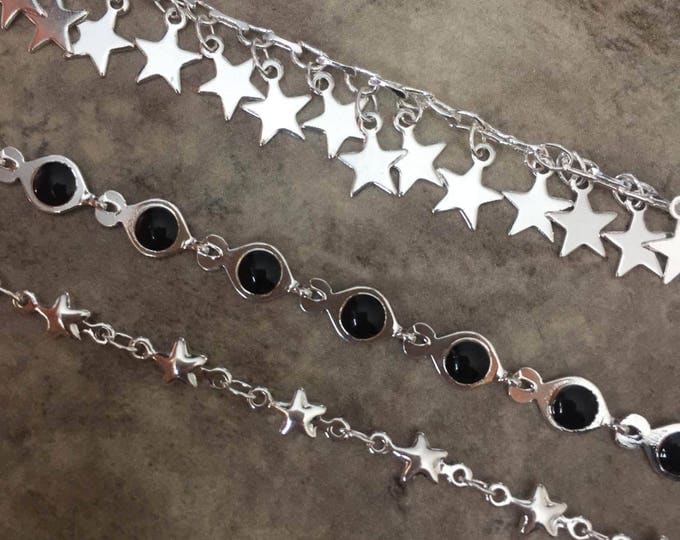 Silver bracelet,Dainty bracelet, black bead bracelet,black bracelet,chic bracelet,unique bracelet,bracelet,women jewelry,shiny bracelet,gift