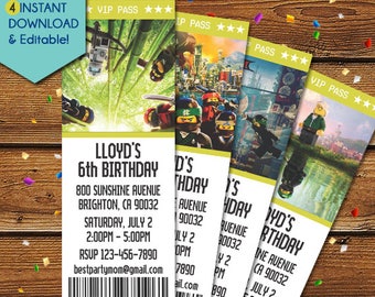 Ninjago Birthday Invitation, Ninjago Invitation, Ninjago Movie Invitation, Ninjago Movie Birthday Party Invite, Ninjago Movie 2017 Invite
