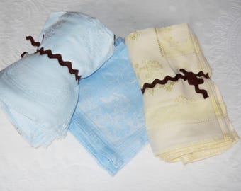 Damask Napkin 24 Set of 3 Bundles Vintage 1940s Kitchen Mid Century Modern Dining Table Linen French Country Cottage Farmhouse Wedding