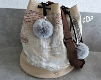 faux leather and canvas handbag