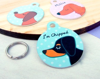 Dachshund Dog ID Tag - Dachshunds collar charm - Dachshund Name ID Tag - Dachshunds - SMALL 25mm
