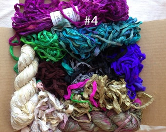 Destash Sari Silk Ribbon Mixed Lot Recycled Sari Yarn Sale