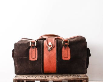 Leather Duffle Bag 70s Aged Weekender Bag Luggage Travel Sac A main En Cuir