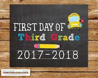 First Day of Third Grade Sign | Chalkboard Sign | First Day of School Sign | Back to School Printable | Third Grade | Photo Prop
