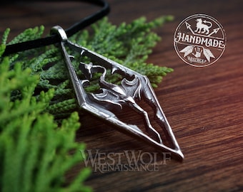 Skyrim Dragon Pendant - 925 Sterling Silver --- Viking/Norse/Nord/North/Elder Scrolls/Necklace Jewelry
