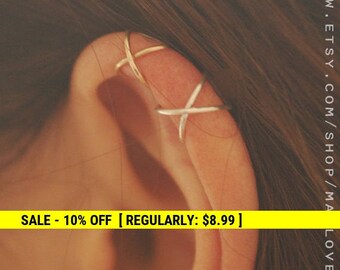 Criss Cross ear cuff, Ear Cuff No Piercing, Faux Septum Ring, fake lip Fake Septum Ring, Clip On Septum Cuff, Faux Ring, Gift Under 15