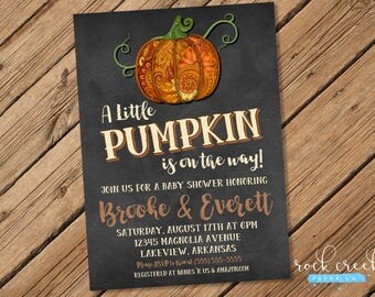 Pumpkin Baby Shower Invitation, Autumn Baby Shower, Halloween Shower, Thanksgiving Shower, Printable Baby Shower Invitation