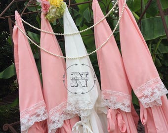 12 Blush Bridesmaid Robes Solid Cotton & Lace Wedding Getting Ready Bridal Party Robes White Pink Mint Navy Coral Purple Monogram