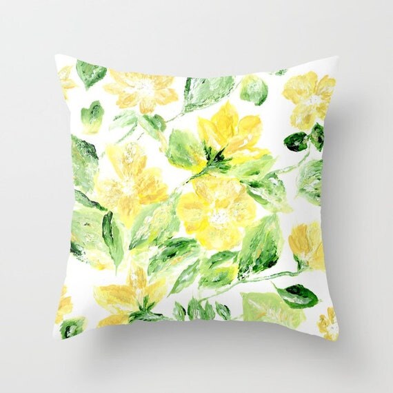 Yellow Floral Throw Pillow flower throw pillow yellow flower