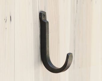 Wall Hook, Craftsman Coat Hook, Rustic Metal Hook, Industrial Hook, Handmade Hook, Closet Hook, Black Metal Hook, Entryway Hook Metal Hanger