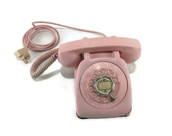 Pink rotary phone | Etsy