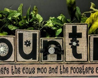 Country Saying Wood Blocks