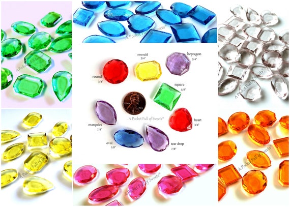 Sugar Gems, Jewels, Edible Diamonds, Pirate Birthday, Treasure Chest Cake Topper, Sugar Crystals, Wedding Cake Bling, Gift, Assorted Colors Il_570xn