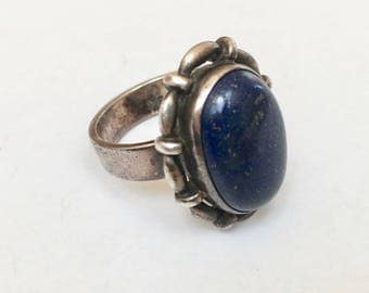 vintage sterling and lapis ring, size 7