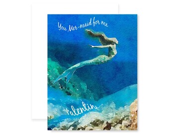 Retro Cute Mermad Valentnes Card | Zazzle