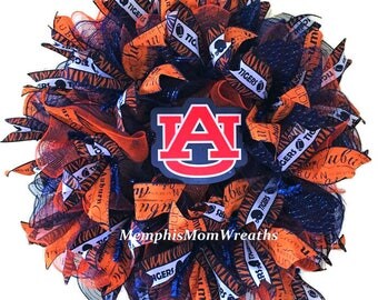 Auburn University Deco Mesh Wreath - Deco Mesh Wreath - Auburn Wreath - College Football Wreath