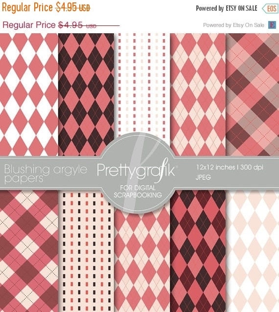 80% OFF SALE Blushing Argyle digital paper, commercial use, scrapbook papers, background - PS514 Il_570xn