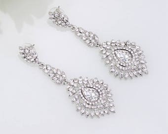 PAIR Vintage crystal long rhinestone gauges plugs earrings wedding jewelry prom 00g 7/16" 1/2" 9/16" 10mm 11m 12mm 14mm