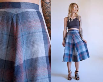 Vintage Plaid Skirt High Waist Circle Skirt