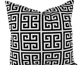 15% OFF SALE Decorative Pillow Covers - Two Black Geometric Throw Pillows - Greek Key Pillow Cover - Accent Pillow - 12x16 12x18 14x14 16x16