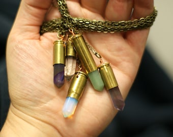 Crystal Bullet Casing Necklace