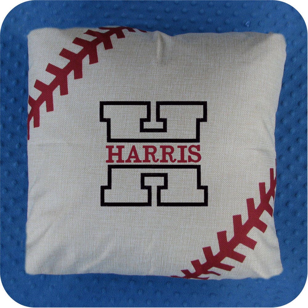 Monogrammed Baseball Pillow Embroidered Baseball Pillow
