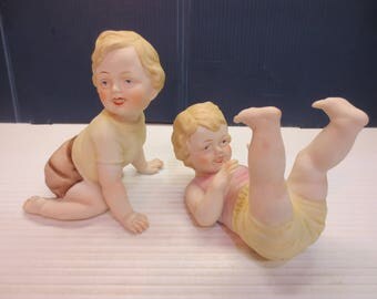 Vintage Rare Bisque Playful Piano Babies