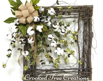 Cotton Boll Wreath, Cotton Wreath, Spring Wreath, Natural Wreath, Rustic Wreath, Cotton Bolls, Fixer Upper Wreath, Farmhouse Wreath, Prim