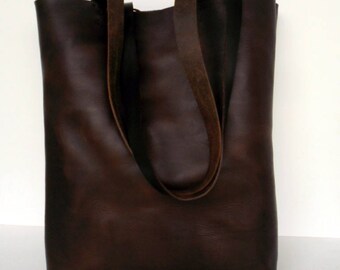 Dark Borwn Leather Tote Bag - Leather Travel Bag - Distressed Leather, Market bag,Mens Womans Leather Tote,Black Leather Tote,