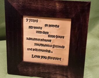 7 years together, 7th Anniversary Gifts, 7 Year Anniversary Gift for Husband Wife, Weeks Days 7 year anniversary copper engraving